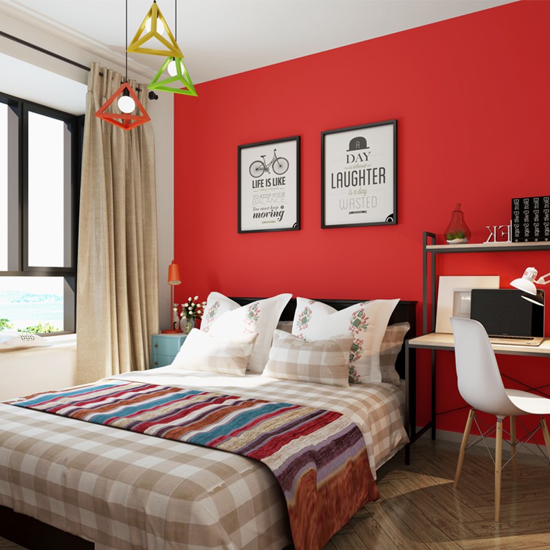 Red Paper Solid Modern Minimalist Living Room Bedroom Wine Red Tv Background