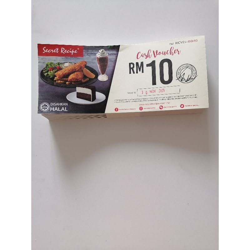Secret Recipe RM10 Cash Voucher (Up to date cash voucher) must buy