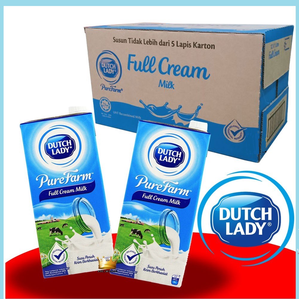 Dutch Lady Pure Farm Full Cream UHT Milk 1 Carton (12pkt x1 Litre