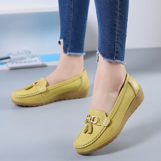 uirend Shoes Loafer Flats Women Ladies Leather Flat Shoe Slip On Memory Foam Cushioned Loafers Ladies Mocassins 