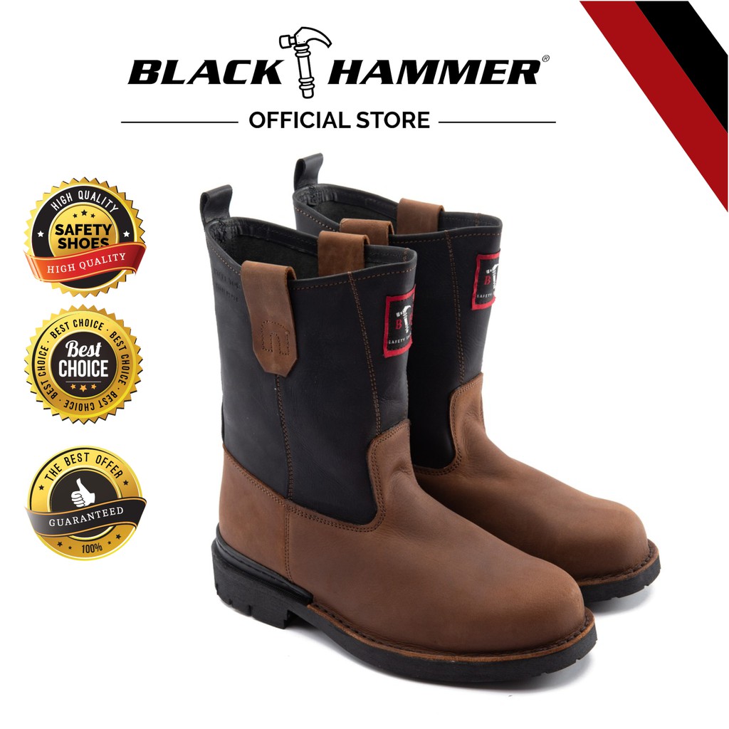 Black Hammer Men's Safety Shoes High Cut With Slip On BH4702 | Shopee ...