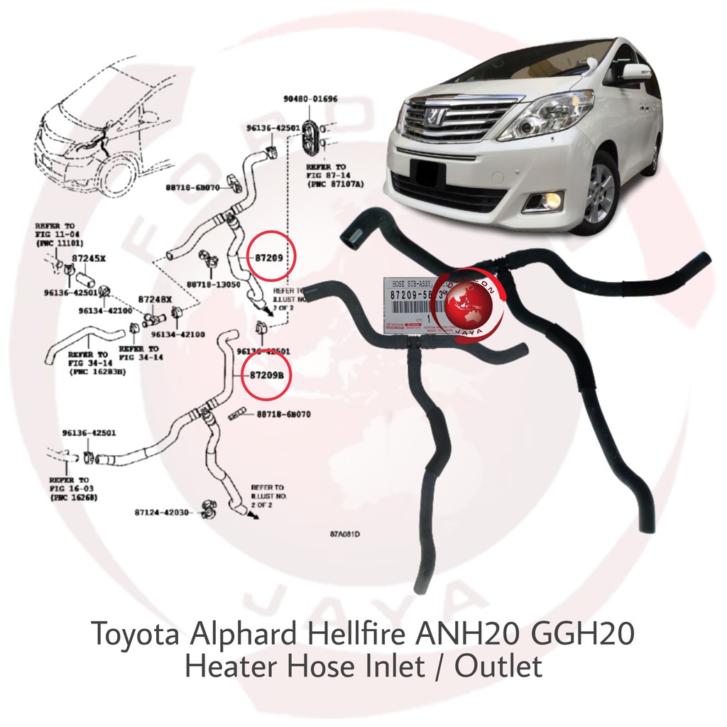 Genuine Toyota Heater Water Inlet Hose (Part #87209-58080) - For Alphard G/V Models. - View #6
