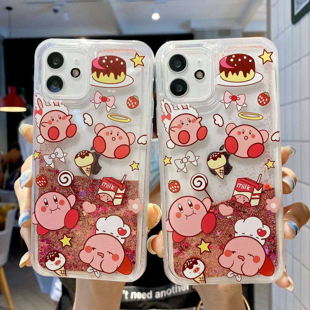 Snack Kirby Iphone 12 Mini Pro Max Liquid Case Cute Cartoon Glitter Quicksand Clear Case Soft Tpu Full Body Shockproof Protective Cover For Girls Women Perfect Gift Shopee Malaysia