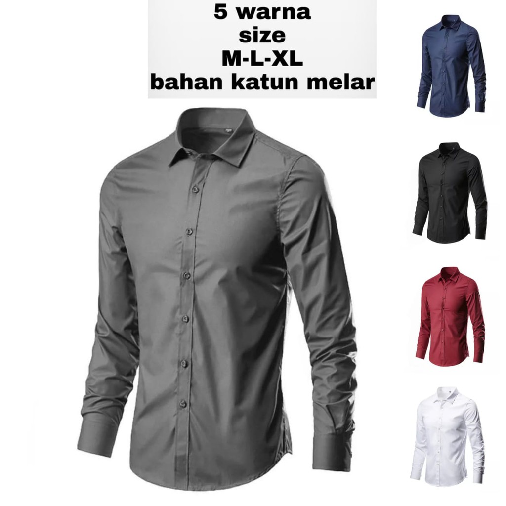 KEMEJA LONG-SLEEVED FORMAL SHIRT MADE FROM STRETCHY MATERIAL/SLIMFIT MEN'S HEM/JUSMAN LONG-SLEEVED SHIRT