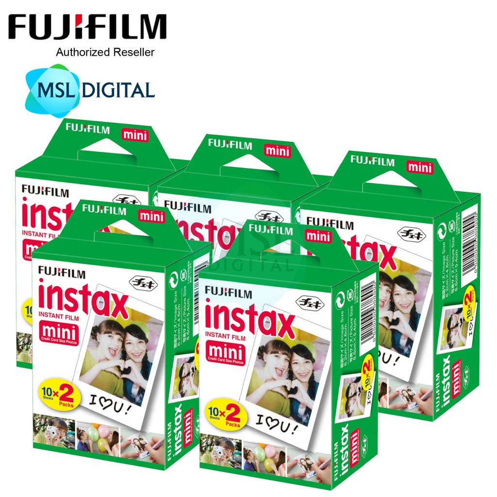 Fujifilm Instax Mini Film Twin Pack For Instant Camera Mini 7 Mini 8 Mini 9 Mini 11 Twin Pack X 5 100 Sheets Shopee Malaysia