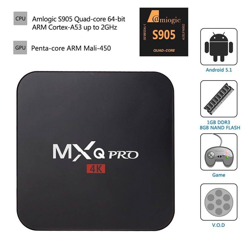 Smart Android 5.1 MXQ PRO 4K Quad Core 64Bit Android TV Box Wifi Bluetooth 8GB