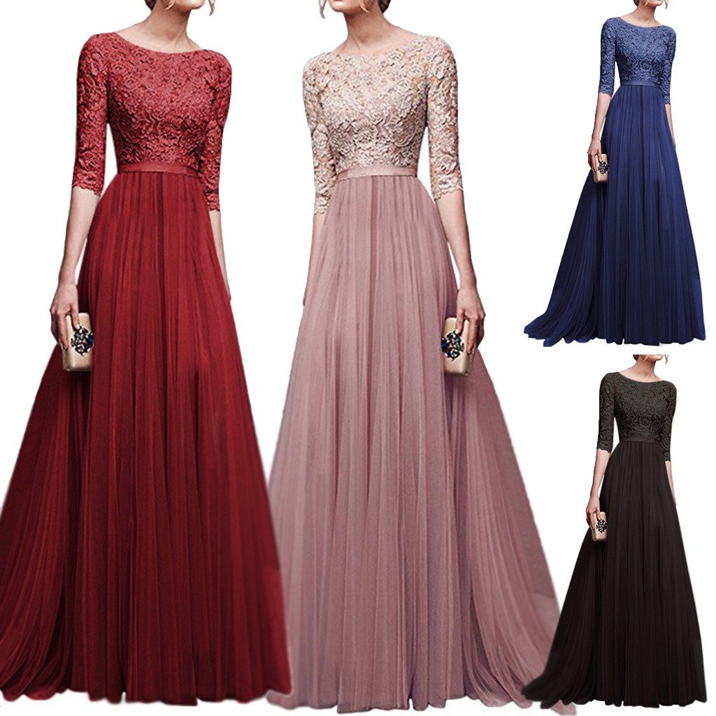 READY STOCK Women Formal Dresses Lace Wedding Party Dinner Girl Evening ...