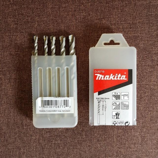MAKITA TUNGSTEN CARBIDE TIPPED DRILL BIT SET 5,6,7,8,10MM (D-20719 ...
