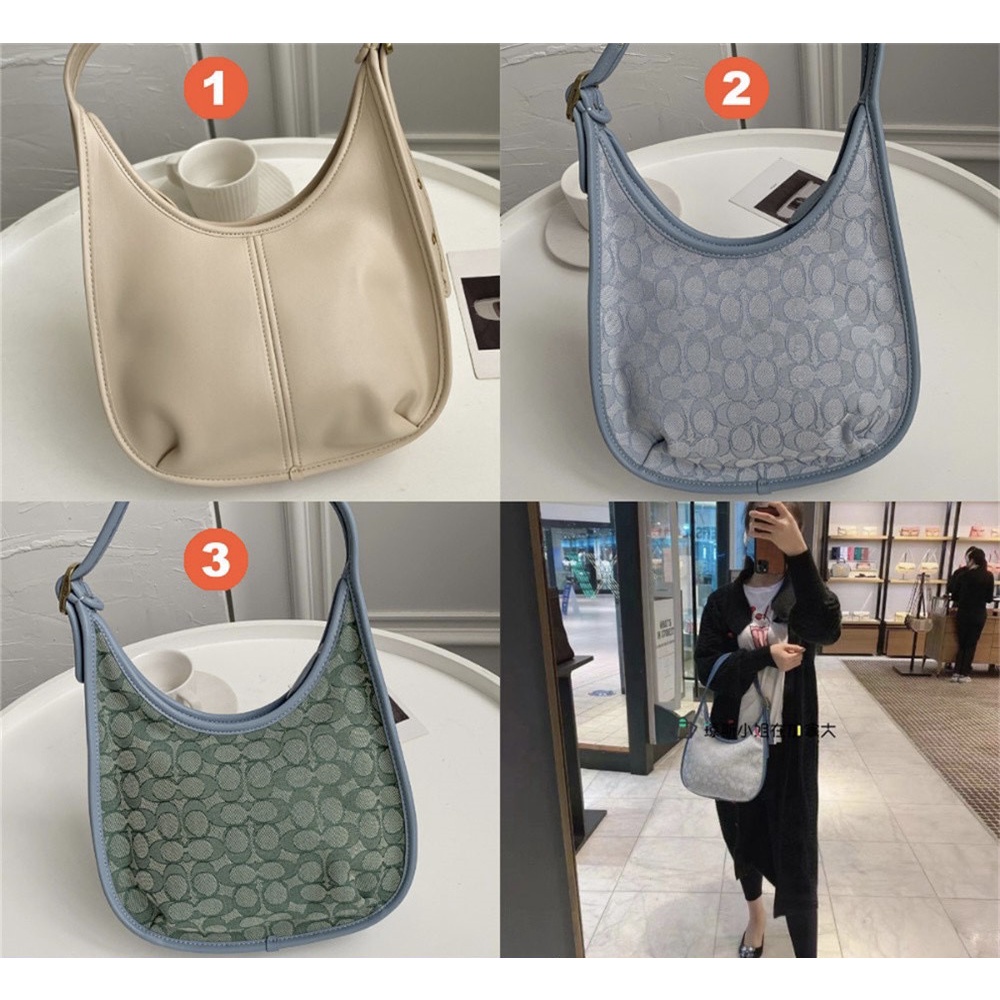 Coach C2265 C2588 Ergo Shoulder Bag Signature Jacquard Women Shopping Half  Moon Handbag | Shopee Malaysia