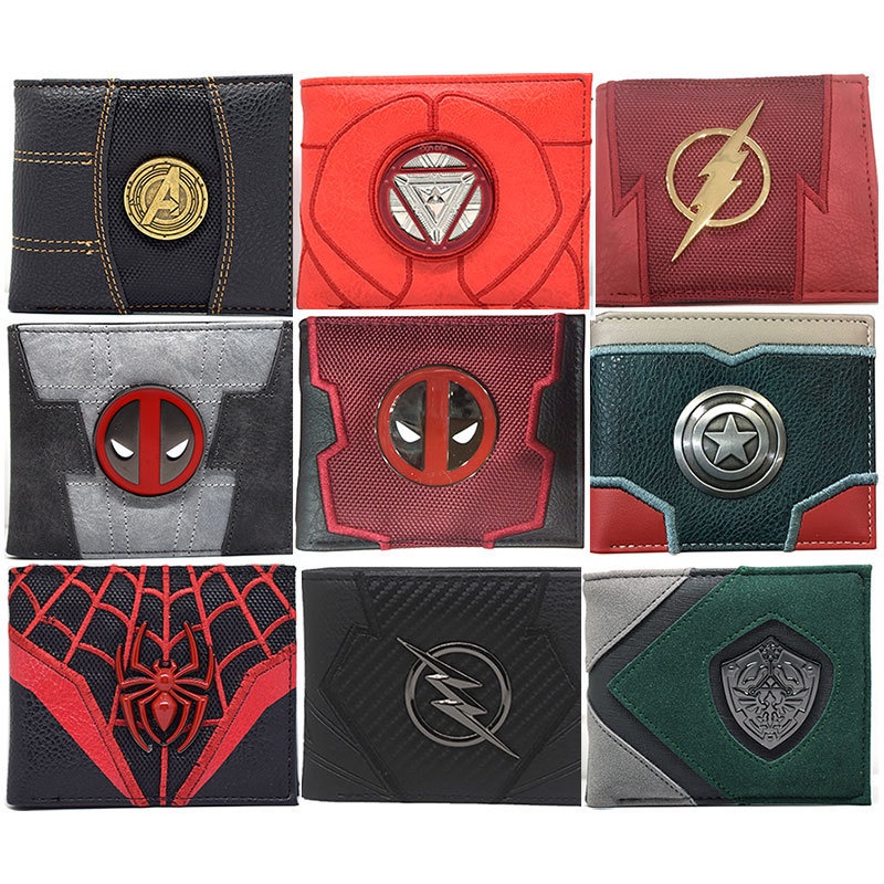 Animation DC Marvel superhero death waiting Superman flash metal logo short 20% off wallet wallet