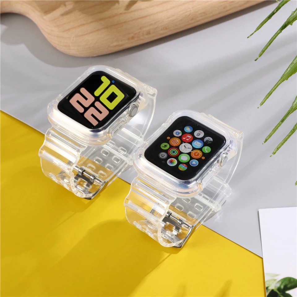 Jelly Strap 49/44mm/38mm Silicone Sport Watch Strap For Apple Watch Band Series 8 7 6 5 4 3 2 1 Transparent Rubber