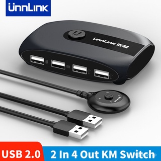 👍UNNLINK USB KVM Switch USB 3.0 2.0 Switcher for Windows10 PC Keyboard Mouse Printer 2 PCs Sharing 4 Devices KVM Switch 