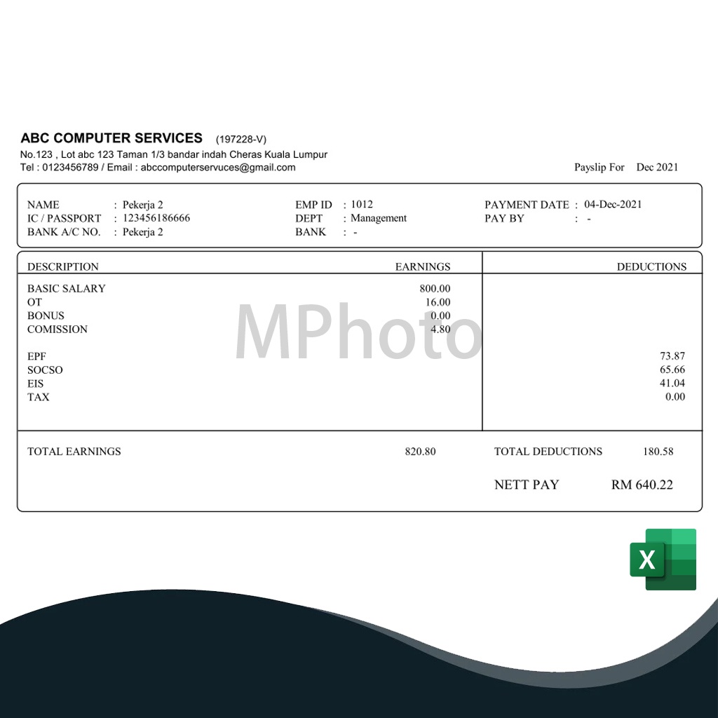 New Template Slip Gaji / Payslip Auto Calculation 1 Click Print Preview & Save Full Edition Excel / NOT SUPPORT PHONE