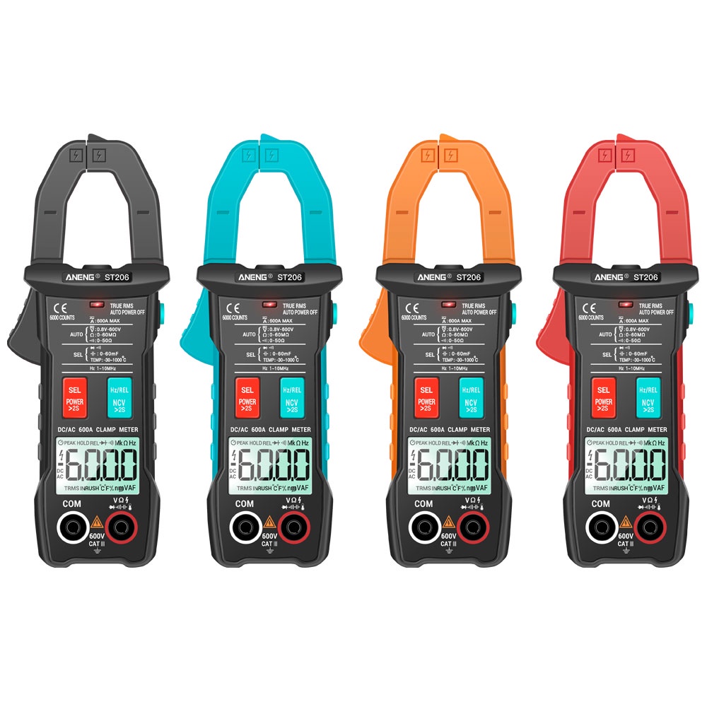 Aneng ST206 6000 counts true RMS digital power reader ampere clamp