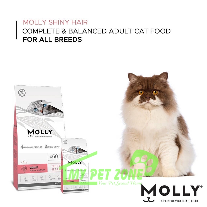 Molly Cat Adult Shrimp u0026 Salmon - Shiny Hair (Cat Food) 15KG 