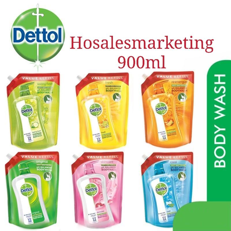 Dettol Body Wash Refill Pack 900ml Fresh/Cool/Original/Pro Fresh/Reenergize/Aloe Vera/Skin