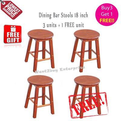 18 Inch Full Solid Rubber Wood Wooden, 18 Inch Wooden Bar Stools