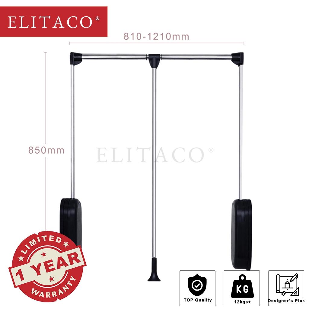 Elitaco 12kg 2 Way Soft Close Closet Wardrobe Pull Down Hanger Pro Adjustable Lift Rod Space Saving Storage System Shopee Malaysia