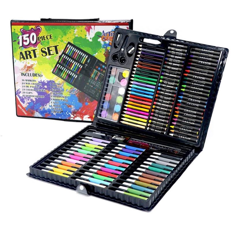 [READY STOCK] 150pcs Kids Drawing Art Set Painting Pen Colour Pencils With Case