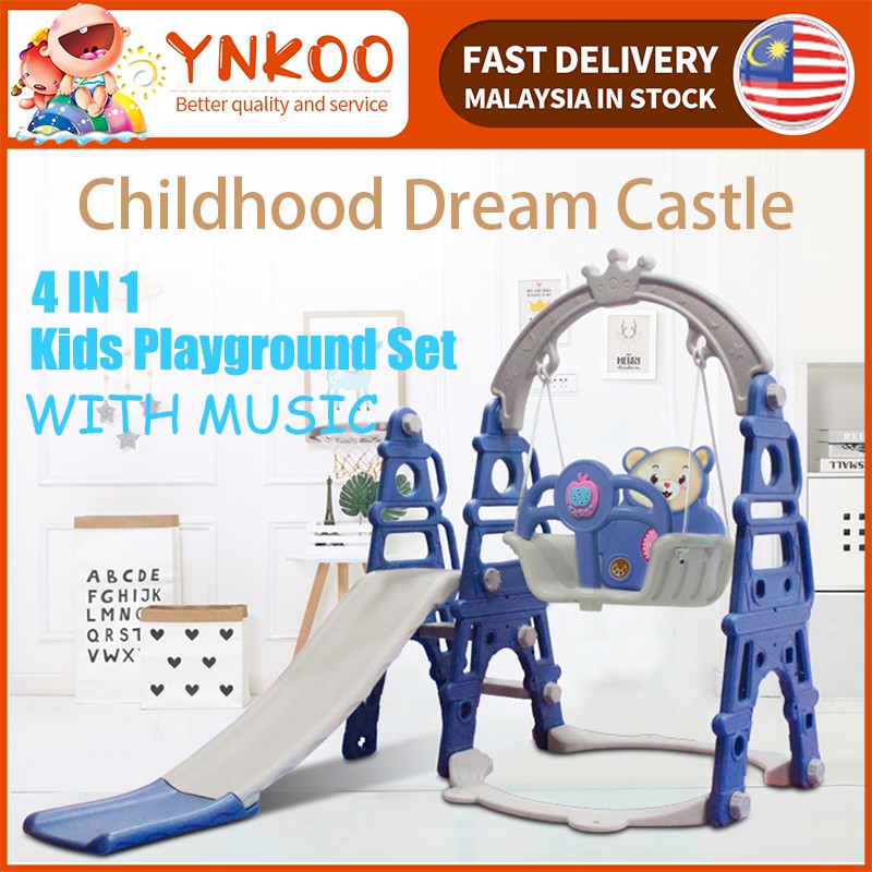 Buy Ynkoo 3 In 1 Kids Slide Playground Set Indoor Outdoor Music Children Slides Swing Set Basketball Hoop Papan Gelongsor Seetracker Malaysia