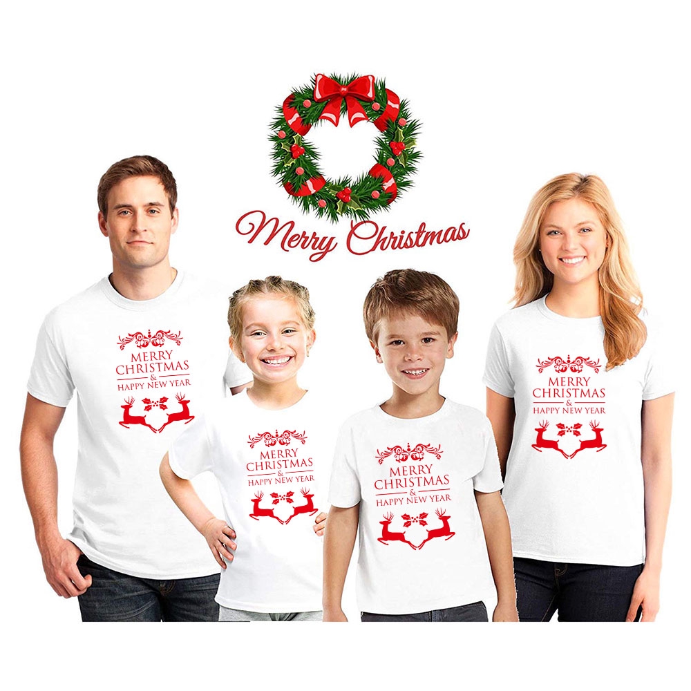 Christmas Family Matching Clothes Merry Christmas T-Shirt Santa Claus Leopard Clothes Costumes