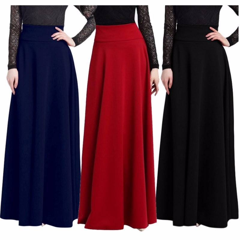 Women Long Gypsy Maxi Skirts Full Length Stretch Skirt Dress Plus