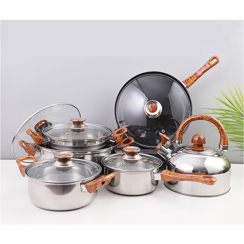 12pcs stainless Steel Pan set / 12pcs / Multipurpose cookware set 12pcs ...
