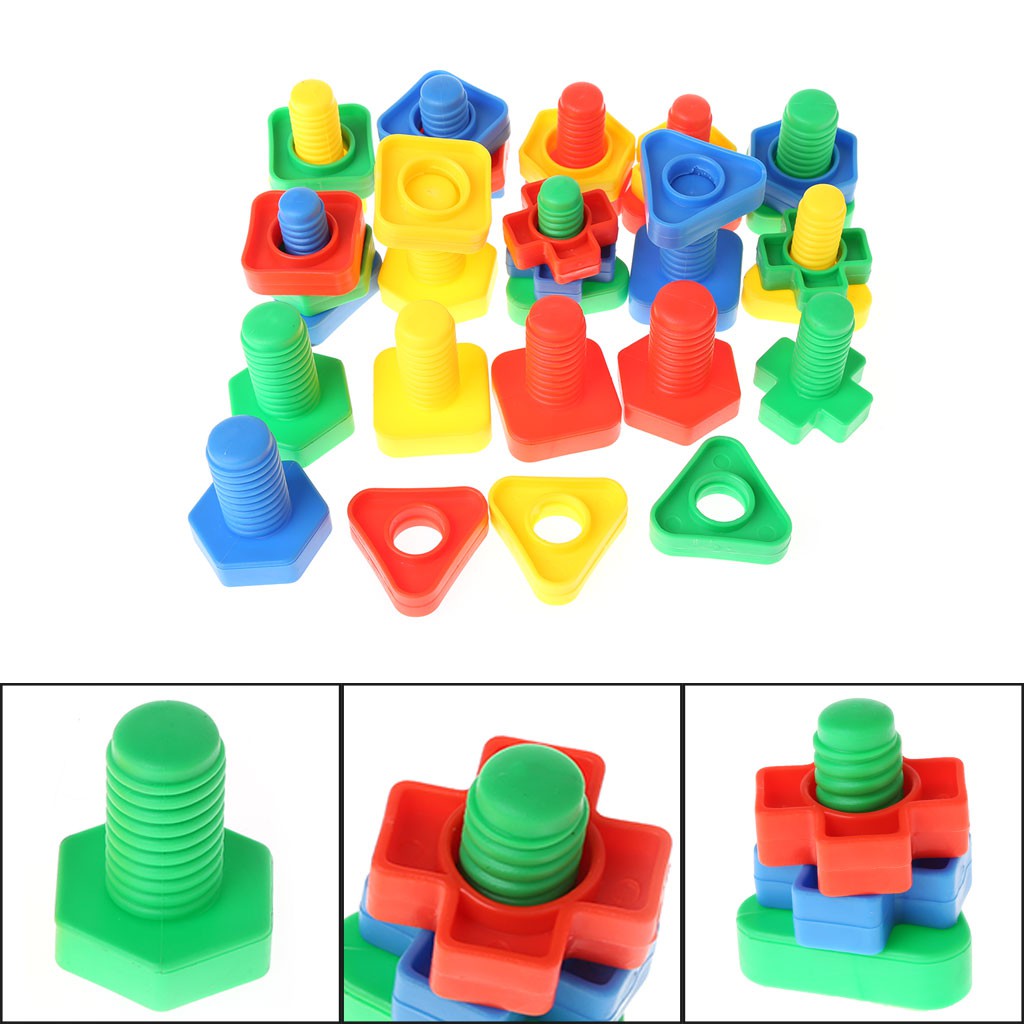 Multi-color Screw Building Blocks Insert Nuts Set Child Kid Educational Toy Gift 