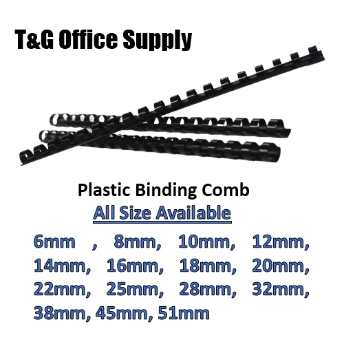 5 Star Office Binding Combs Plastic 21 Ring 25 Sheets A4 6mm Black +Free Finchley Refill Pen Pack 100 
