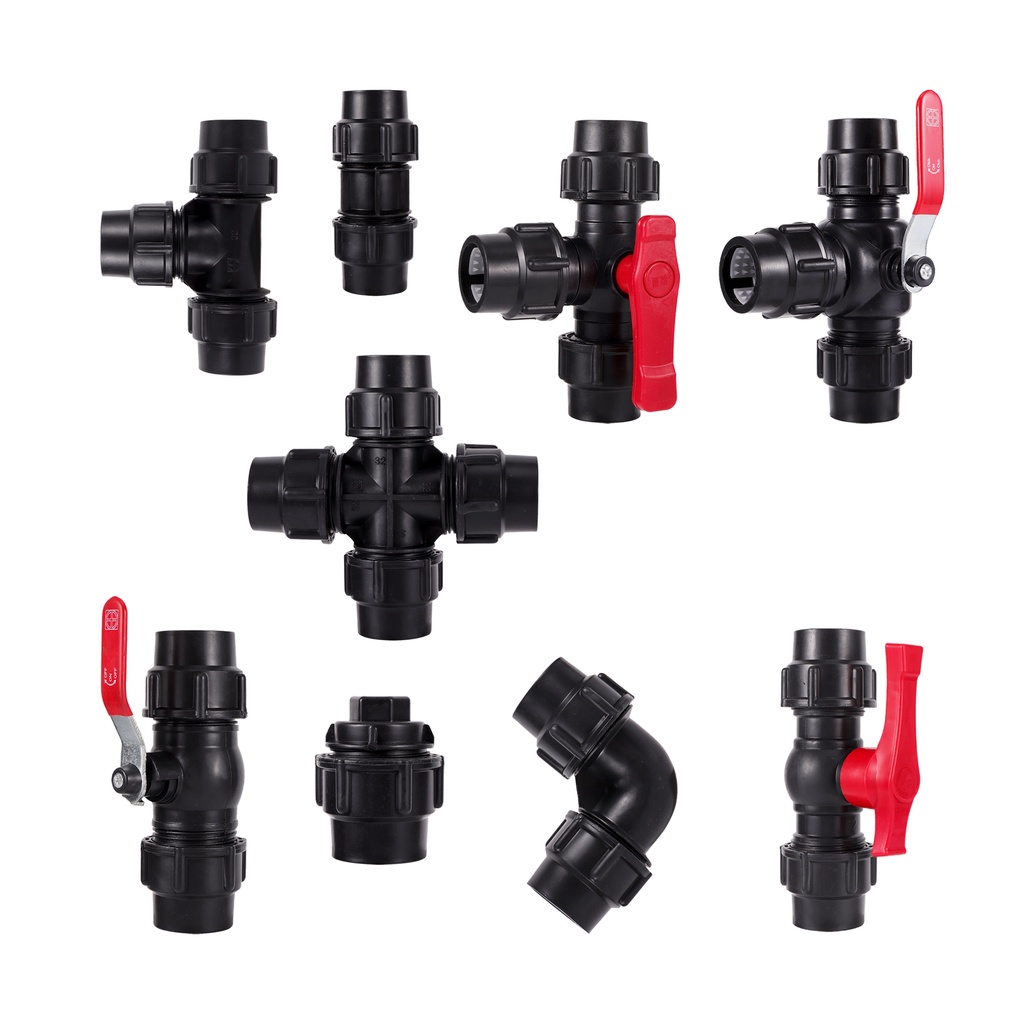 Black PE Quick Coupling 20/25mm Aquarium Pipe Fittings Garden Water