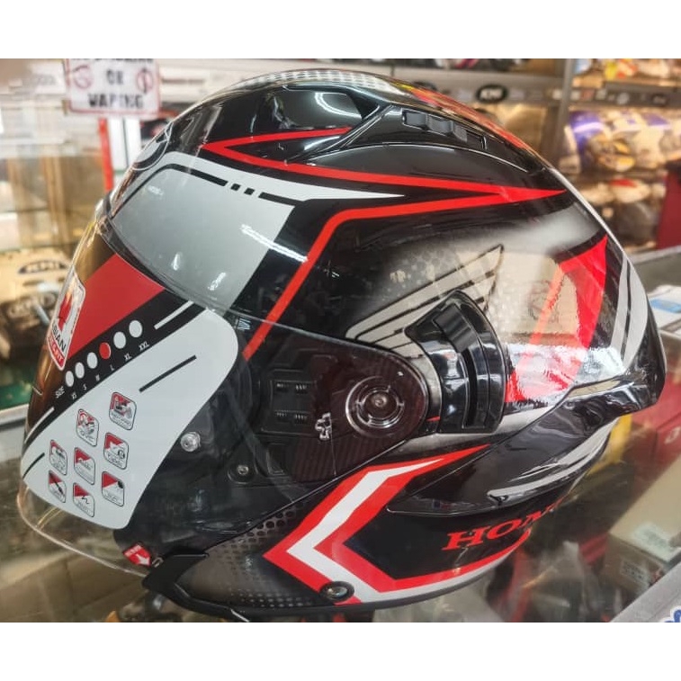 Kyt Nfj Honda Demon Helmet Red White Double Visor Shopee Malaysia