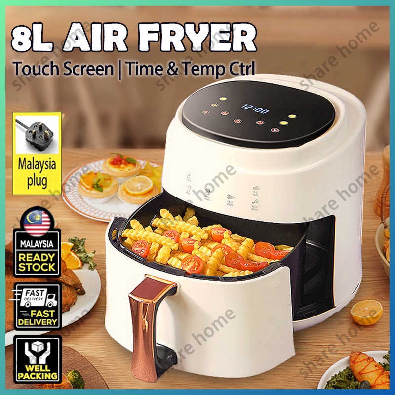 Air Fryer 4.5L LED Digital Touchscreen 1400W Oil Free Kitchen Aid Healthy, Cooker penggoreng udara, 空气炸锅机