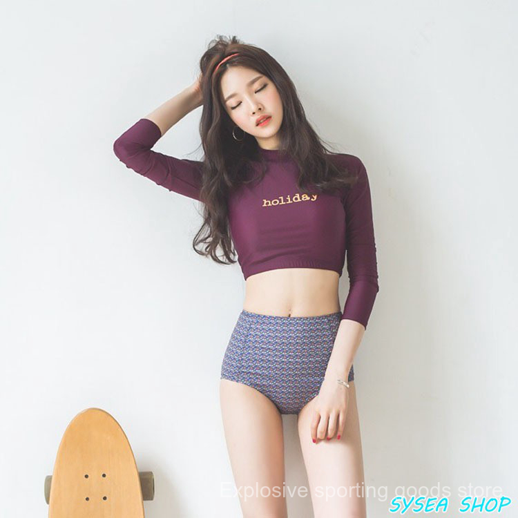 crop top long sleeve swimsuit