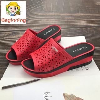   Simple  Marqius Wedge Sandal  Kasut Slipper Flat Perempuan 