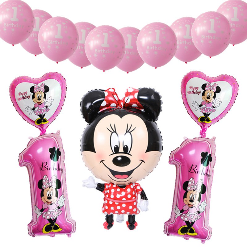 15pcs Mickey Minnie Mouse 1st Birthday Theme Party Decoration