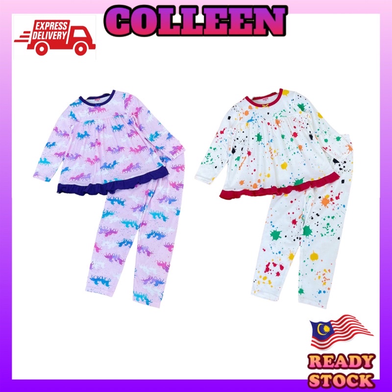 READY STOCK [4-10years] Kids Girl Pyjamas Doll Pajamas Set Baju Tidur Budak Baju Tidur Kanak-kanak [Baby Gap]