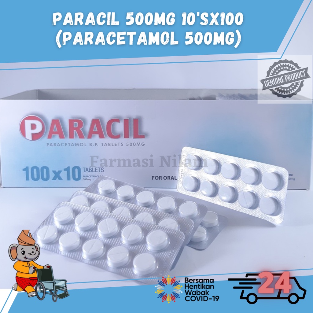 Paracil 500MG Tabs (paracetamol 500mg) 10 Tablets X 100 Strips - Box ...