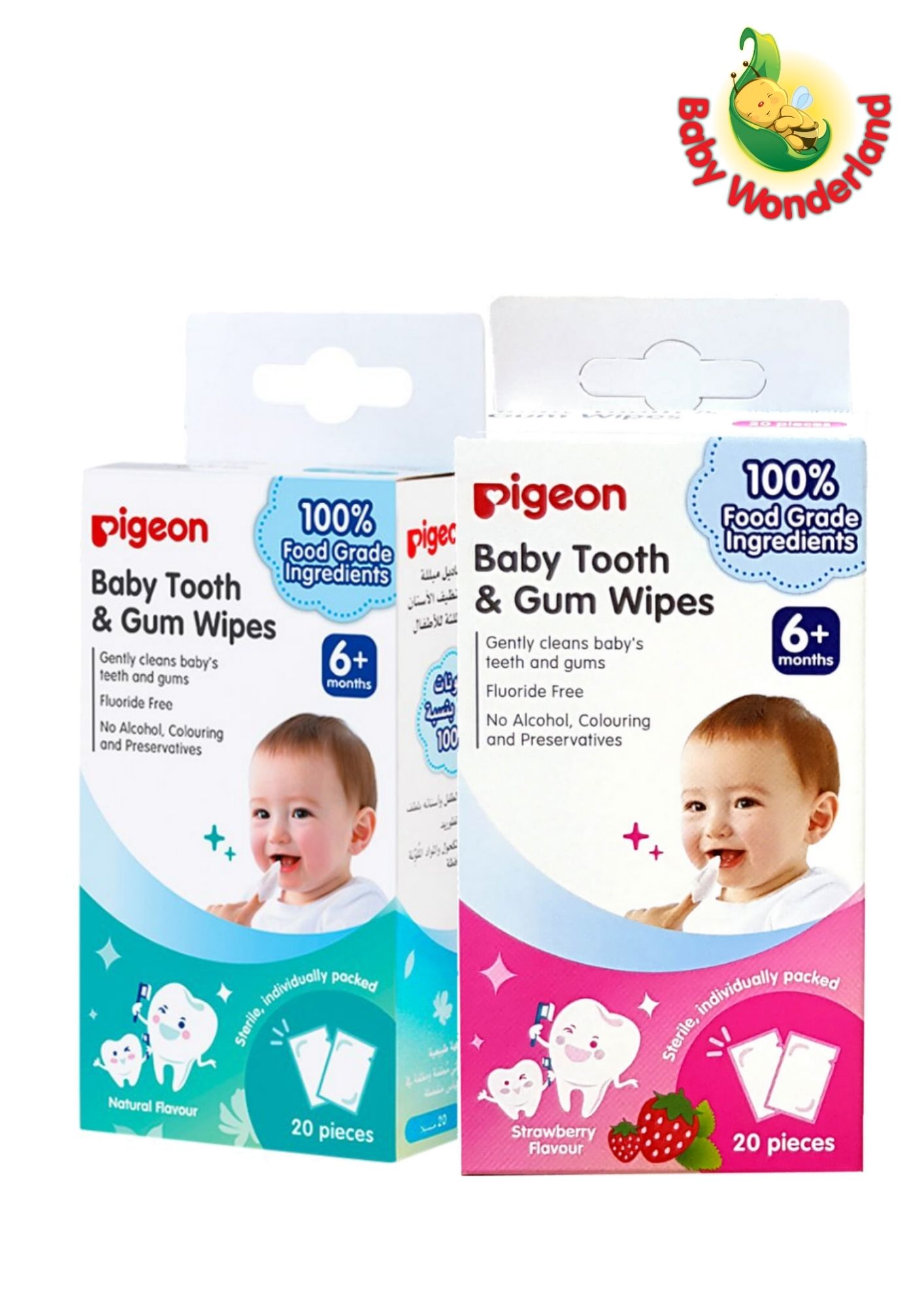 Pigeon Baby Tooth & Gum Wipes 20s (Natural & Strawberry) | Shopee Malaysia