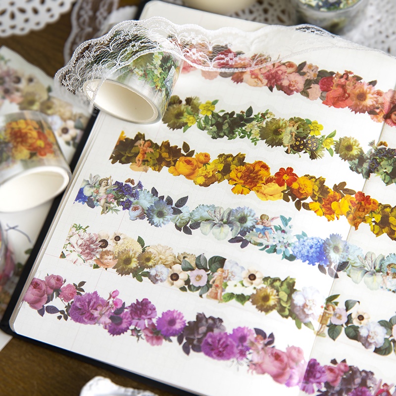 Durable Versatile 25mm*3m die-cut PET tape flower DIY scrapbook journal decorative material loop sticker - Image 2