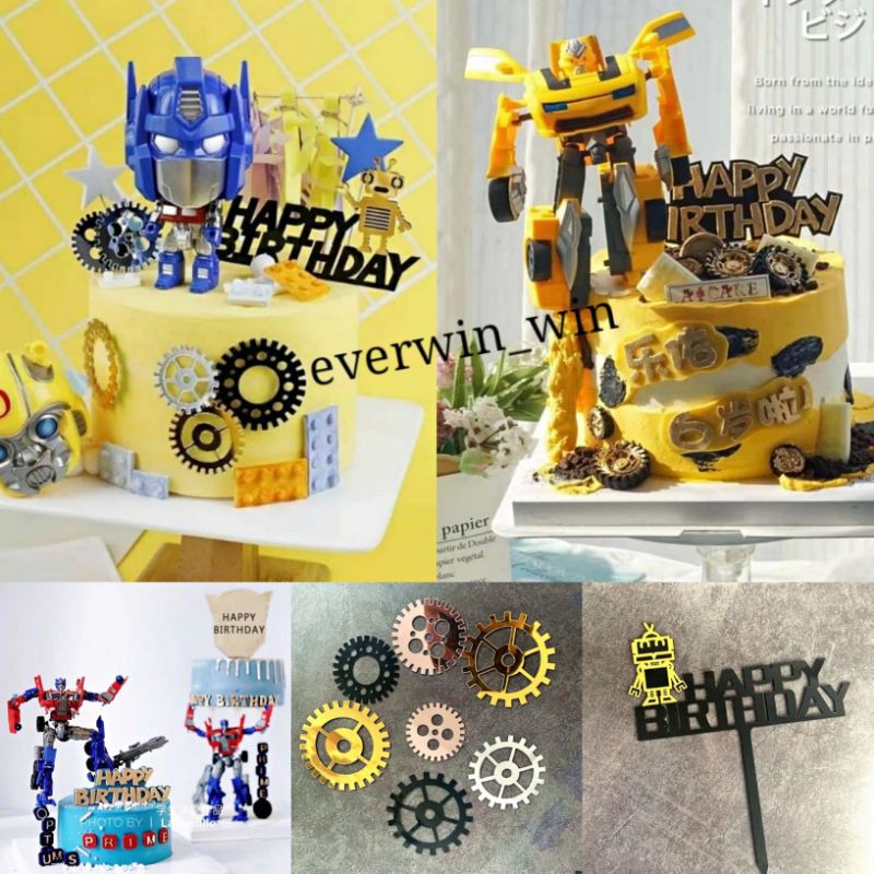 Transformer Cake Topper Optimus Prime Bumblebee Cake Topper Decorations