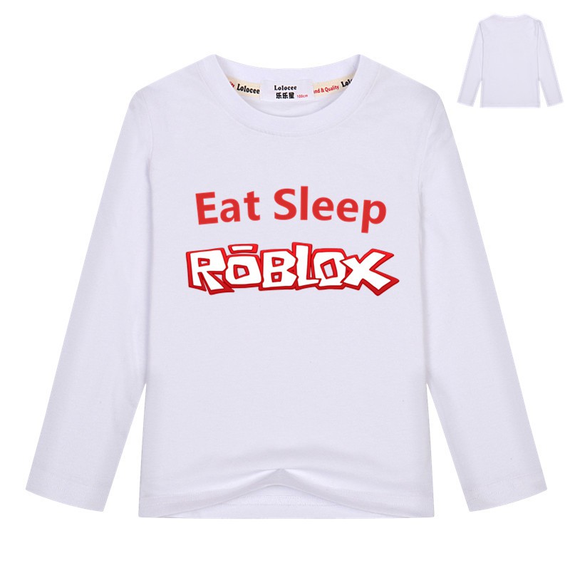Boys Cotton Clothes Funny Eat Sleep Roblox Logo T Shirt Long - t shirt letter r roblox
