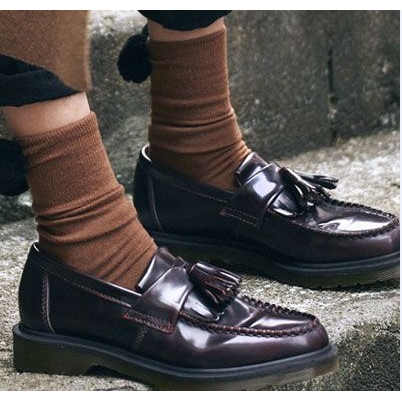 dr martens adrian tassel loafers in burgundy