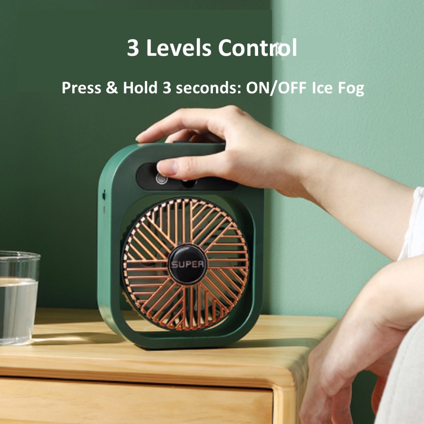 Home Desktop Water Spray Mist Cooling Fan USB Chargeable Mini Table Air Conditioner Fan 3 Speeds