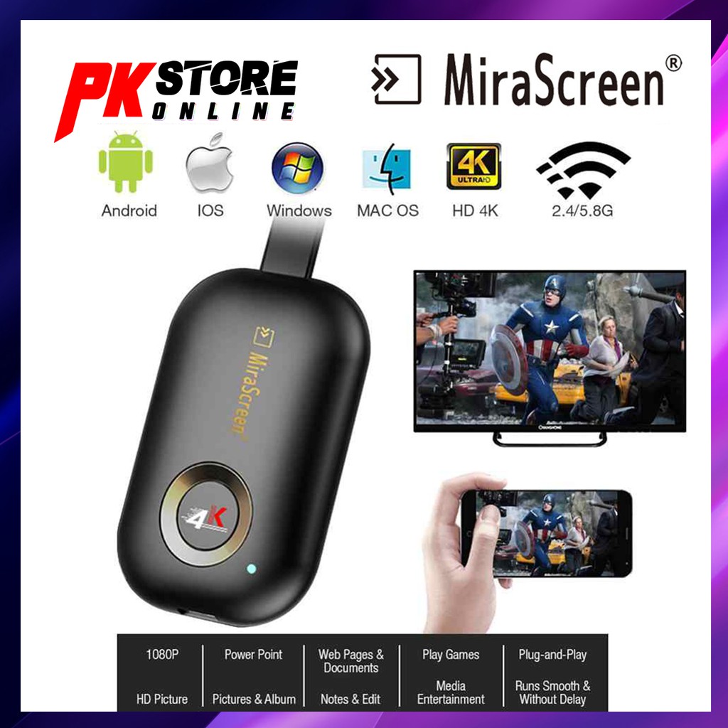 MIRASCREEN 2.4G 5G 1080P/4K WIRELESS HDMI ANDROID TV STICK MIRACAST