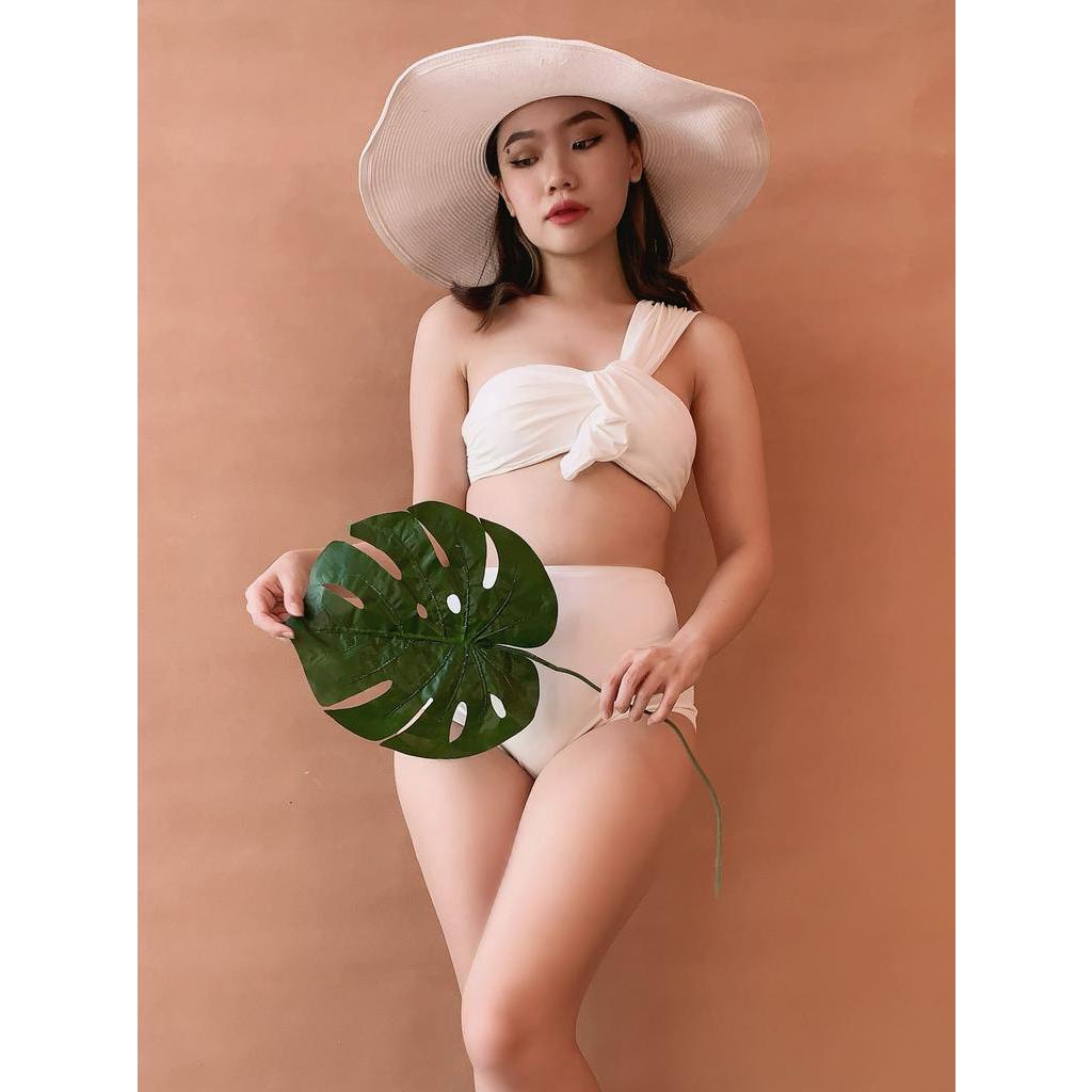 PINK N' PROPER Phylonoe Toga Bandeau Retro High-Waist Bikini Set in White (Ready Stock)