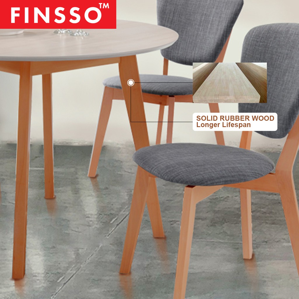 FINSSO: [100cm] Viera Round Solid Wood Dining Table With Dining Chair Set