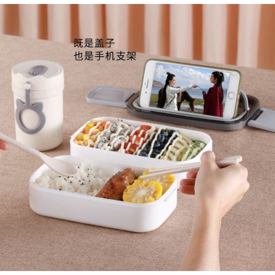 Microwave-safe Lunch Box 1 Layer 2 Layers with Handle Adjustable Partition Food Storage Container