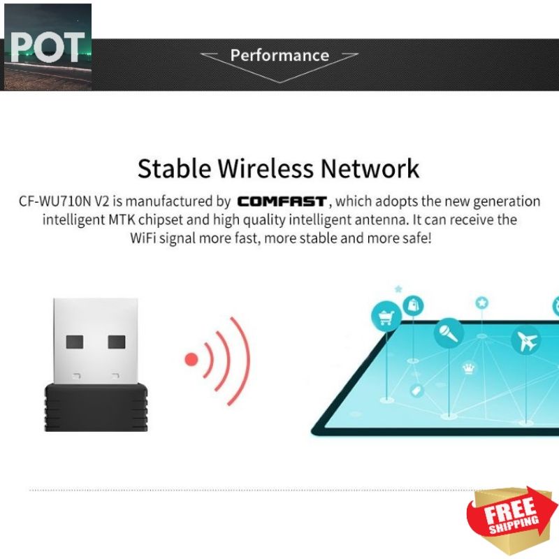 Kad Untuk Sesuai Computer 2.4G Wifi 150Mbps Mini Wireless USB WiFi Adapter Network Card Dongle Receiver x 1pc
