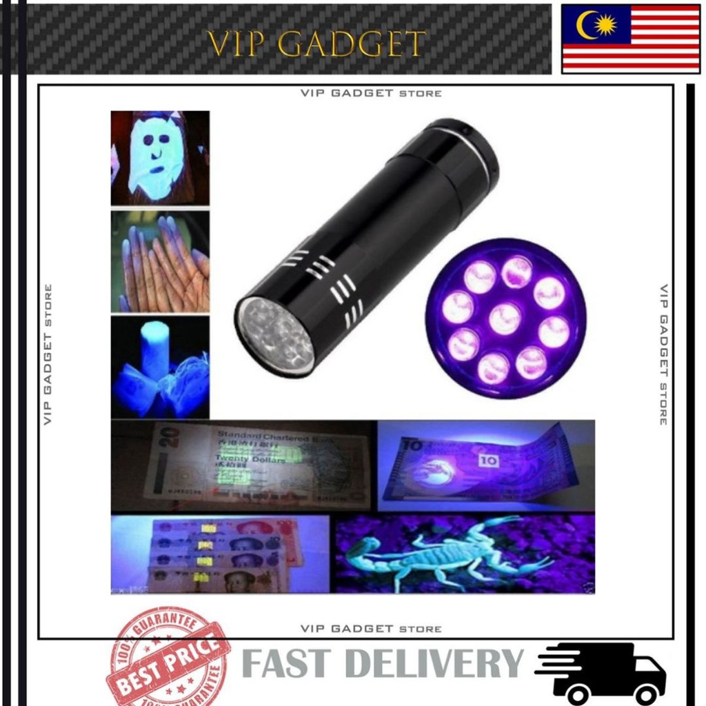 Ship 24 Hrs Uv Ultraviolet Light 9 Led Money Counterfeit Currency Detector Scanner Nail Lamp Lampu Shopee Malaysia