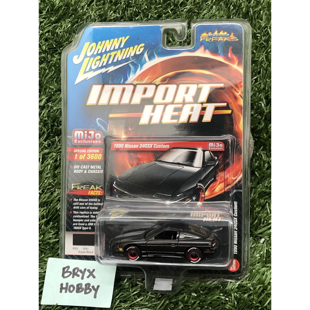 Import Heat New DIECAST Toys CAR JOHNNY LIGHTNING 1:64 Street Freaks 1990 Nissan 240SX Custom Black with Black ROOF JLCP7130-24